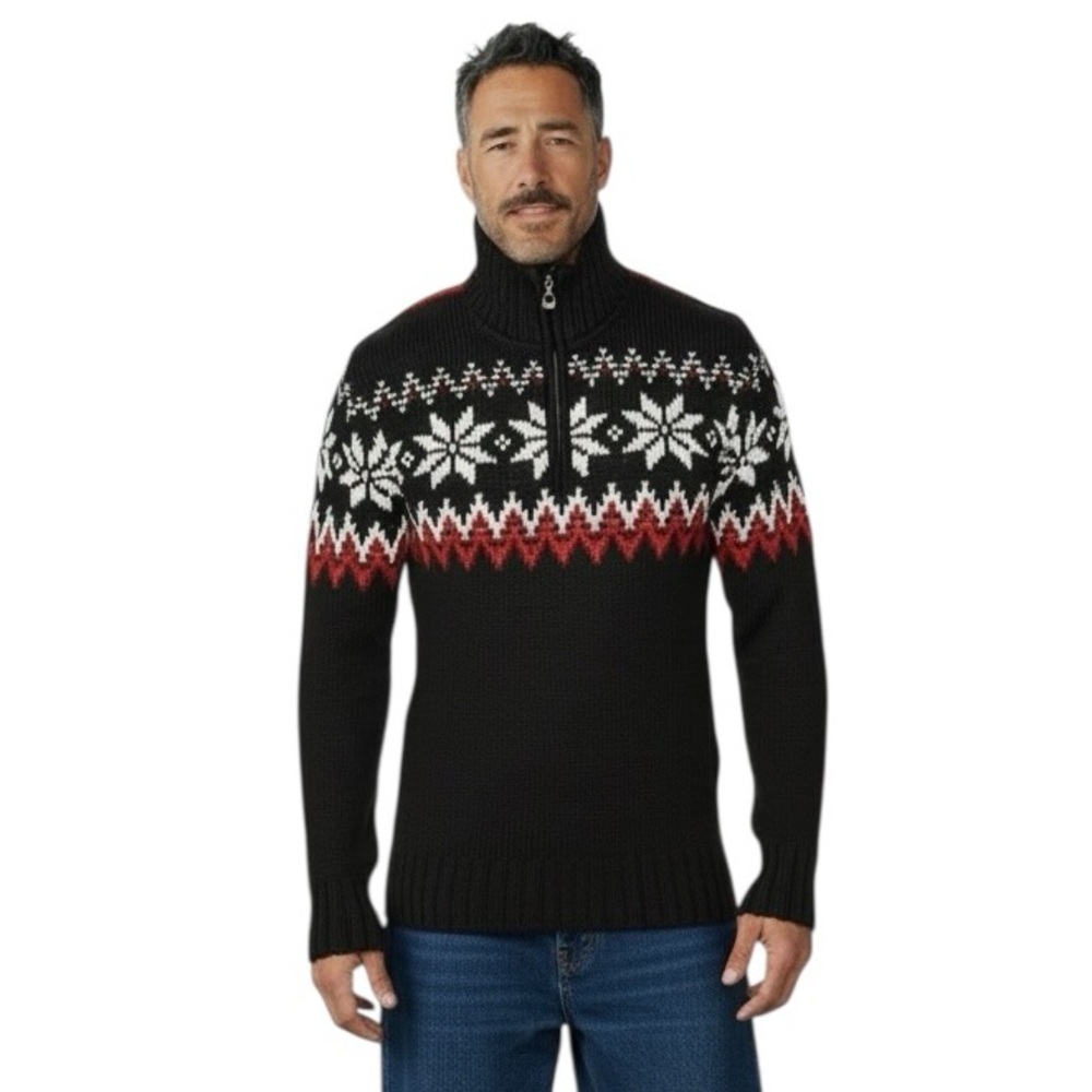 Dale of Norway Myking Nordic Merino Wool Black Chunky Knit Men’s Sweater L NEW - Picture 3 of 16